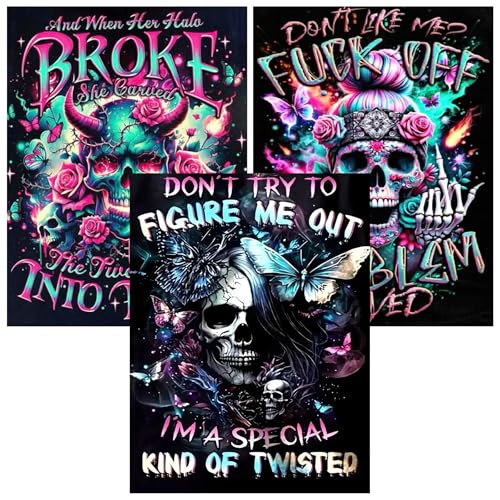 3 Pack Diamond Art Kits for Adult Horror Skull Diamond Painting Kit 12x16in - color: 3 Pack Skull-A, size: 11.8 x 15.7 inches