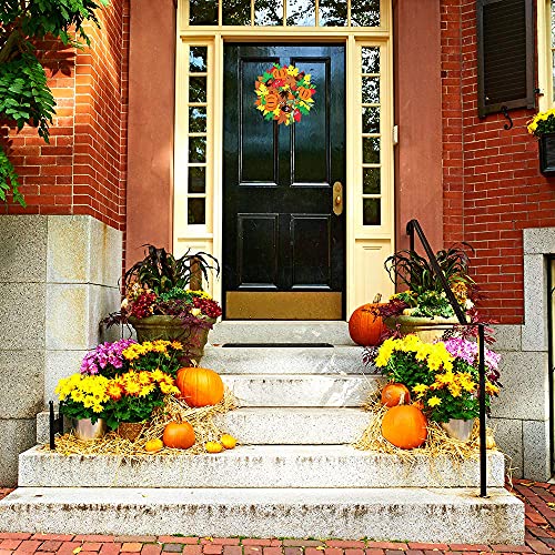 Supla 12 Kits 3D Pumpkin Fall Leaf Wreath Craft Kit DIY Thanksgiving Wreath with Maple Leaves Acorns Bows Wiggle Eyes for Kids Crafts Fall Thanksgiving Halloween Seasonal Decoration