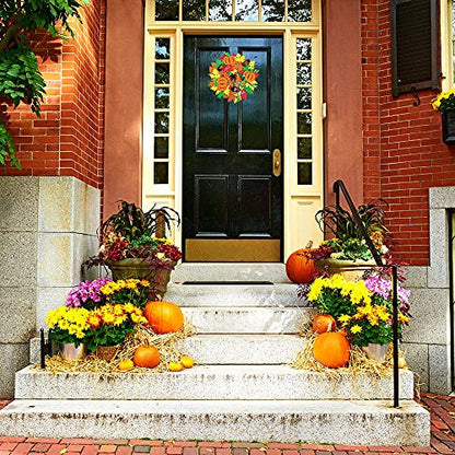 Supla 12 Kits 3D Pumpkin Fall Leaf Wreath Craft Kit DIY Thanksgiving Wreath with Maple Leaves Acorns Bows Wiggle Eyes for Kids Crafts Fall Thanksgiving Halloween Seasonal Decoration