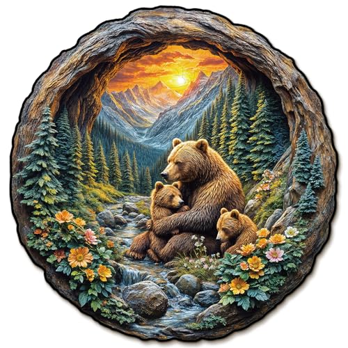 KAAYEE Wooden Puzzles Adults, Brown Bear Embrace Jigsaw Puzzle 17 * 16.6 in - color: 3d Bear Embrace, size: X-Large