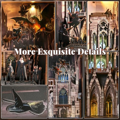 MiniCity Magical Flight Book Nook Kit, DIY Wooden Miniature Scene with LED - color: Introduction to Magical Flight