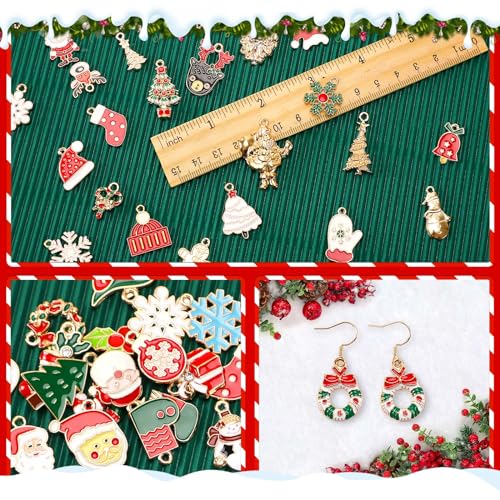 SANNIX 350Pcs Christmas Charms for Jewelry Making, Gold Enamel Xmas Charms - color: Christmas Color