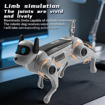 DIY Voice Control Robot Dog Assembly Kit, Movable Limbs, Grey - color: Grey