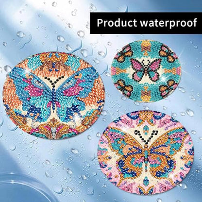 8 Pcs Diamond Art Coaster Kit for Adult with Holder, Diamond Coasters 4x4in - color: Butterfly Coasters, size: 8 Pcs 4x4in