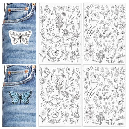 Patemby Embroidery Pattern Water Soluble Embroidery Stabilizers, Stick and Stitch Embroidery Paper Wash Away with Pre-Printed Pattern Designs Stencils Transfers for Hand Sewing Lover Beginner - color: Floral, Pack of 2
