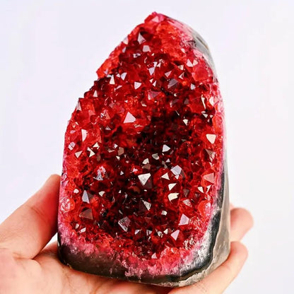 1Pc Claret Raw Geode, Crystal Cluster for Home Feng Shui Ornaments Energy Stone Healing Tools Meditation Feng Shui Decoration,Stone Display Piece, Mineral Specimen (300-400g) - size: 300-400g