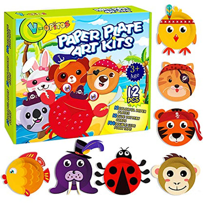 V-Opitos 12 Pack Paper Plate Arts and Crafts Kits for Kids - size: Ocean