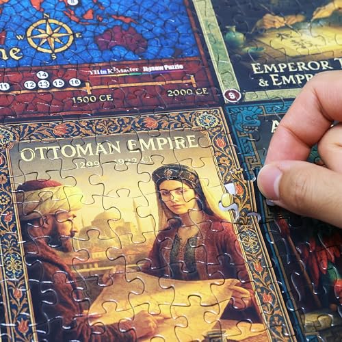 Think2Master Colorful Post Classical Civilization 1000 Pieces Large Format Jigsaw Puzzle: 13+, Teens, Adults & Families. Great Gift with Historical Timeline & World Map. Size: 26.8” X 18.9” - style: Post Classical Civilization
