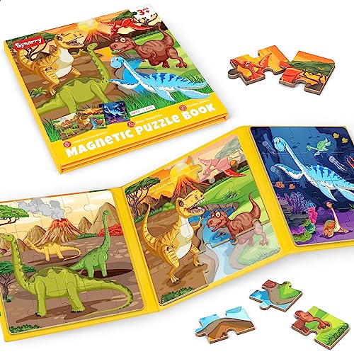 SYNARRY Magnetic Dinosaur Puzzle for Kids Ages 3-5, Travel Dinosaur Toys - style: Dinosaur