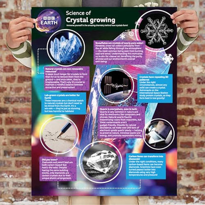 BBC Earth Science of Crystal Growing, Grow 3 Dazzling Crystals, Includes Display Case, Powdered Paints, Learning Guide, Crystal Growing Kit, STEM Toys, Kids Science Kit, STEM Kits for Kids Age 12-14 - style: Crystal Growing