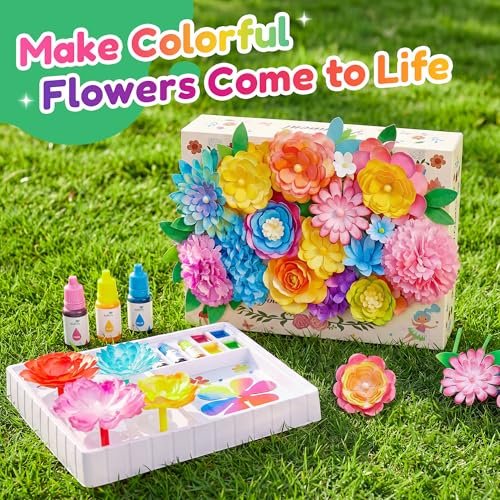 Kiditos Paper Flower Kit, Magic Color Changing Flower Craft Kit for Kids