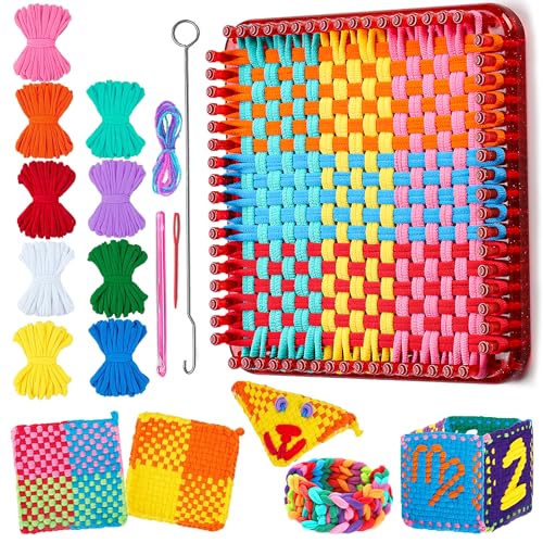 REENLIV Upgraded Weaving Loom Kit Toys for Kids & Adults, DIY Arts & Crafts - color: Red