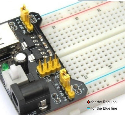 5 Sets 3.3V 5V MB102 Solderless Breadboard Power Supply Module with 9V Battery Clip Power Cable 2.1x 5.5mm Male DC Jack Plug for Arduino (Pack of 5) - size: 5 Set
