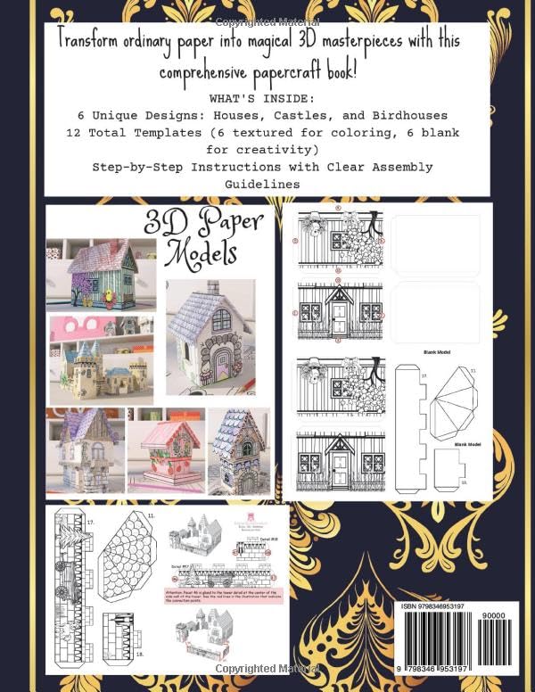 3D Models Paper Craft Book.NR.5. Paper Craft 3D Models: Easy DIY House & Castle Templates: STEAM Activity Book with 6 Unique 3D Paper Models | ... Blank Designs | Perfect Paper Crafts for Kids