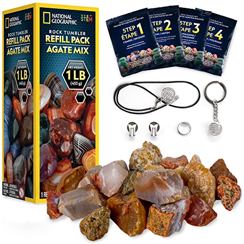 National Geographic Rock Tumbler Refill Kit with 1 Lb. Rough Agate - style: Agate Mix