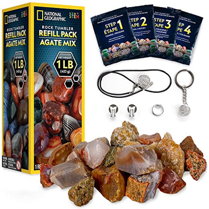 National Geographic Rock Tumbler Refill Kit with 1 Lb. Rough Agate - style: Agate Mix
