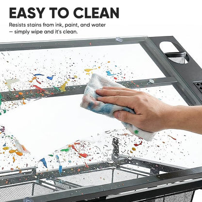 Magshion Drafting Table Adjustable Drawing Table w/Stool - color: Clear & Black