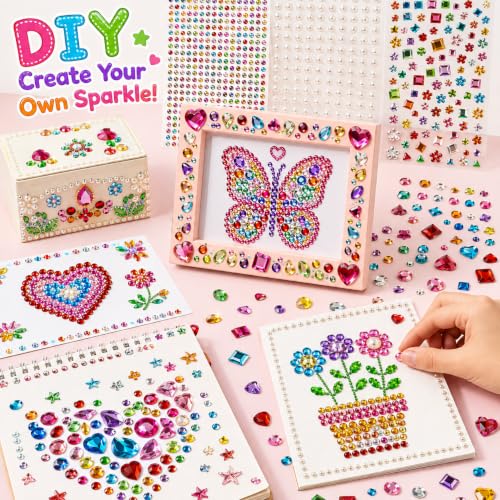 3528 PCS Gem Stickers,Self Adhesive Scrapbook Supplies Rhinestones Crafts