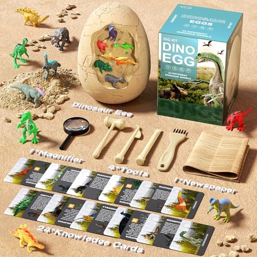 24 Unique Dinosaurs Excavation Kit, Jumbo Dino Egg Dig Kit Toys