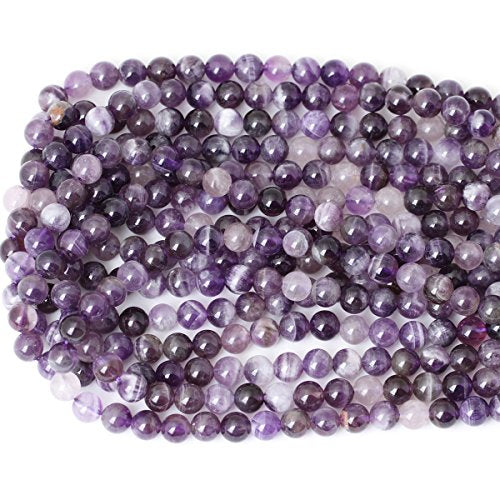 45PCS 8mm Natural Dog Teeth Amethyst Gemstone Round Loose Beads Crystal Energy Stone Healing Power for Jewelry Making 1 Strand 15" - color: Dog Teeth Amethyst, size: 8mm