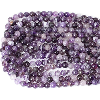 45PCS 8mm Natural Dog Teeth Amethyst Gemstone Round Loose Beads Crystal Energy Stone Healing Power for Jewelry Making 1 Strand 15" - color: Dog Teeth Amethyst, size: 8mm