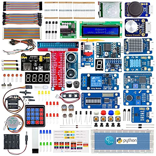 Adeept Upgrade Ultimate Starter Kit for Raspberry Pi 4 3, Raspberry Pi Kit, Python C Code, 40 Projects, DIY Electronic Components Kit with 480 Pages PDF Manual - color: UpgradeUltimate Starter Kit for RPi