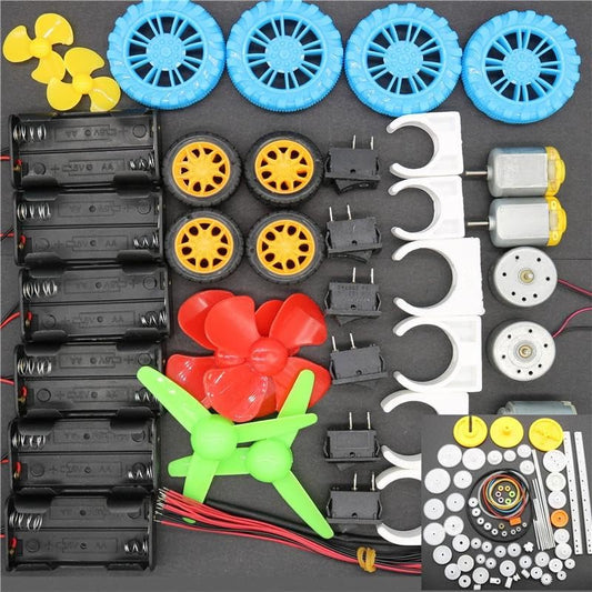 141-Piece DC Motor Kit – Electric Mini Motor with Plastic Gears, Mounting Bracket, Shaft & Propeller for DIY Science Projects