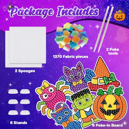 VEYLIN Poke and Poke Art Kit for Kids Ages 4-8, Halloween Pumpkin DIY Craft - color: Purple