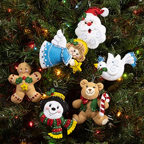 Bucilla Felt Applique 6 Piece Ornament Making Kit, Holiday Favorites, Perfect for DIY Arts and Crafts, 89577E