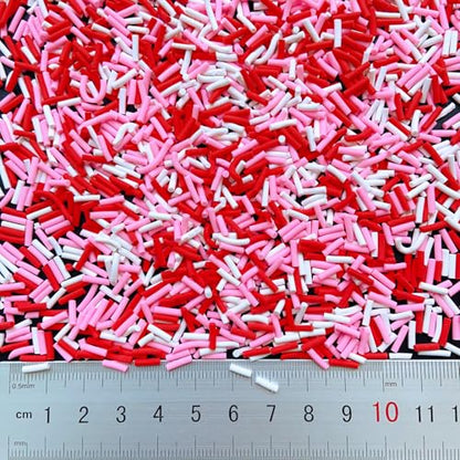 50g Fake Sprinkles Non-edible Polymer Clay Sprinkles Resin Sprinkles Fake Candy Sprinkles Faux Sprinkles for DIY Crafts Nail Art Cake Phone Case(19-Red+Pink） - color: 29-Red+Pink