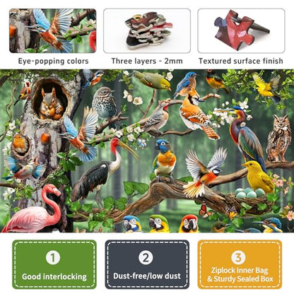 1000 Piece Jigsaw Puzzle for Adults, Colorful Birds Puzzle - color: Woodland Chorus