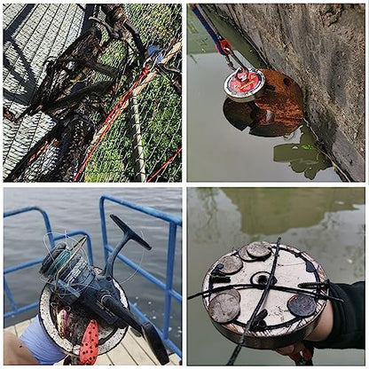MUTUACTOR Fishing Magnet Kits Heavy Duty,1400lb Φ4.21'' Super Strong Noedymium Rare Earth Magnets with 65Ft Rope,Anti-Slip Gloves,Waterproof Bag,Plastic Scraper for Retrieving Treasure in Rivers - style: 1400lb Magnet--Φ 4.21"