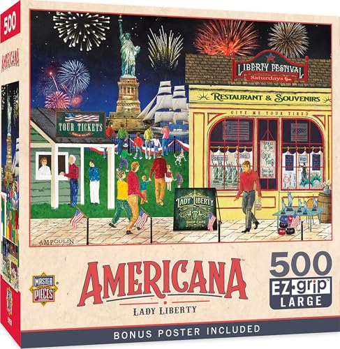 MasterPieces 500 Piece EZ Grip Jigsaw Puzzle for Adults, Family, Or Youth - Lady Liberty - 19.25"x26.75" - style: Lady Liberty