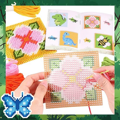 Pllieay 10-in-1 Cross Stitch Beginner Kit for Kids, Embroidery Kit - size: Animals