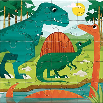 Mudpuppy Mighty Dinosaurs - Tri Fold Magnetic Puzzles Featuring Two 20 Piece Dinosaur Themed Artwork - style: Mighty Dinosaurs
