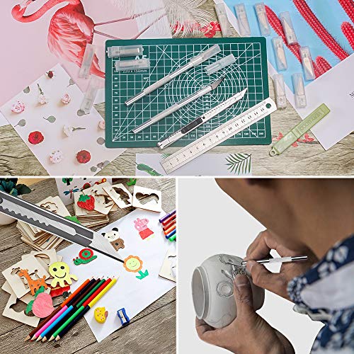 108 PCS Precision Cutter Carving Craft Hobby Knife Kit Includes Hobby Knife and Blades Stainless Steel Ruler Cutting Board for DIY Art Work Cutting, Hobby, Craft Scrapbooking Stencil