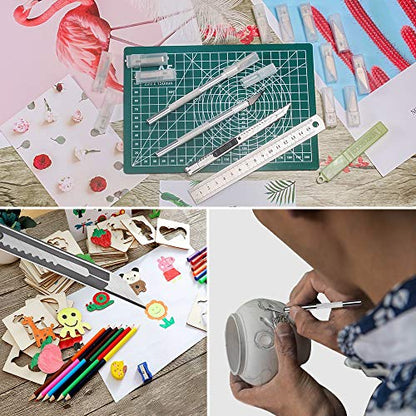 108 PCS Precision Cutter Carving Craft Hobby Knife Kit Includes Hobby Knife and Blades Stainless Steel Ruler Cutting Board for DIY Art Work Cutting, Hobby, Craft Scrapbooking Stencil