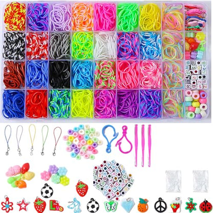 JIYAKO 2500+ Rubber Band Bracelet Kit, Loom Bracelet Making Kit for Kids - color: 2500+Rubber Band Bracelet Kit