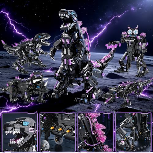 5-in-1 STEM Dinosaur Robot Building Kit, 935PCS App & Remote Control, Rebuild into T-Rex, Triceratops, Crocodile, Robot & Monster, Engineering Gift for Boys & Girls Ages 8+