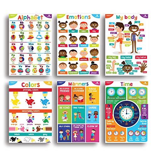 Sproutbrite 18 Pack 12"x16" Complete Educational Poster Bundle for Toddlers - color: Alphabet Posters