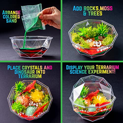 Original Stationery Dinosaur Crystal Growing Kit - Multicolor, 17-Piece, Ages 7 & Up - DIY Science Terrarium Kit with Moss & Dino Figures - Grow Your Own Crystals - Boys Birthday Gifts - style: Dinosaur