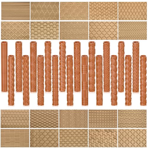 20 Pcs Clay Texture Rollers Set, 3D-Printed Clay Pottery Tools - size: 5 Inch