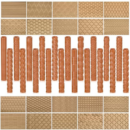 20 Pcs Clay Texture Rollers Set, 3D-Printed Clay Pottery Tools - size: 5 Inch
