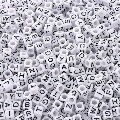 YMSDZHL Alphabet Beads A-Z 1200+Pcs Letter Beads, Acrylic 4x7mm Round Letter Bead Kits,Black Digit and Colorful Smile Bead for Bracelets Necklaces DIY Jewelry Making (Square White,1200+PCS) - color: Square White