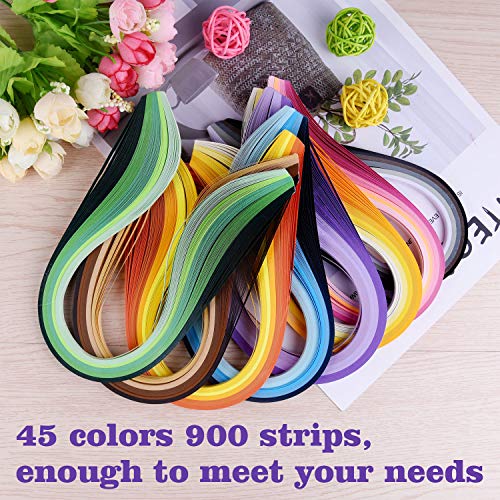 TUPARKA 19 Pcs Paper Quilling Kits 45 Colors 900 Strips Quilling Art Paper DIY Craft - size: 19pcs