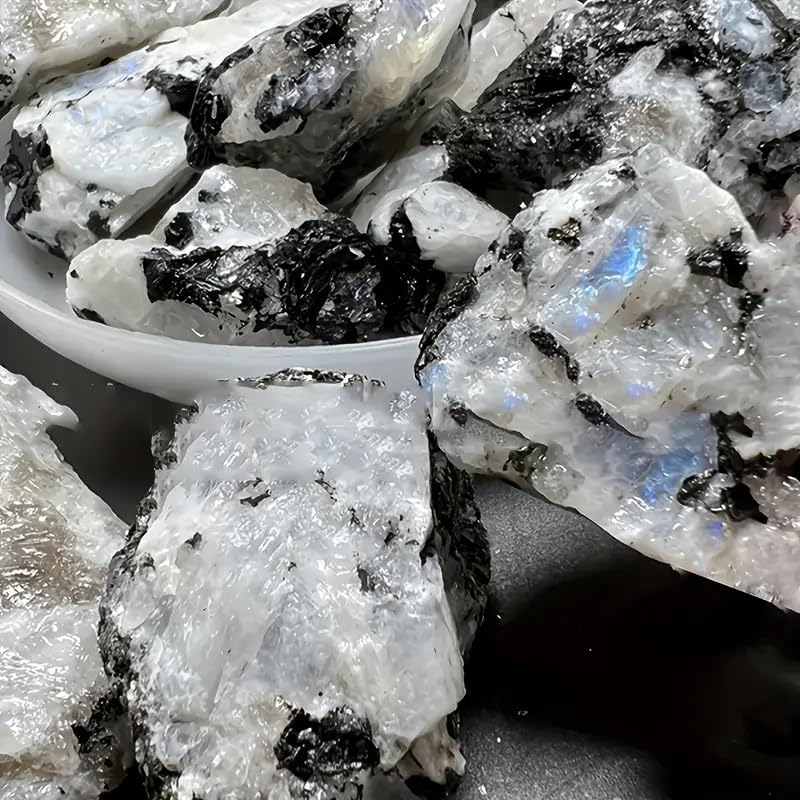 Zenkeeper 1Lb Moonstone Crystal Stone Natural Raw Stones and Fountain Rocks for Tumbling, Cabbing, Polishing, Wire Wrapping, Wicca and Reiki Crystal Healing - color: Moonstone