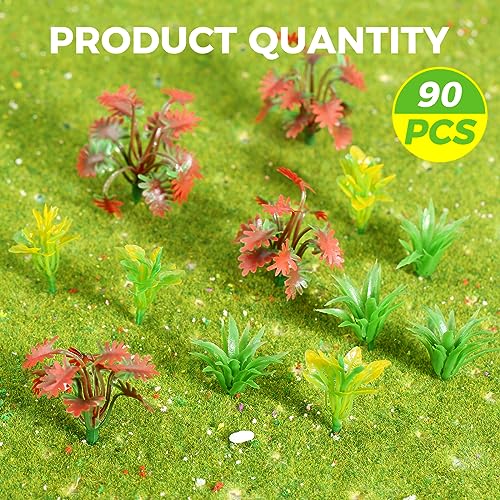 Yetaha 90Pcs Mixed Color Mini Shrub Bush Models - color: Red