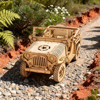 3D Wooden Puzzles for Adults,Wooden Toy for Kids and Adults,Model Building Kit,Educational Brain Teaser,Best Educational Christmas Birthday Day Gift for Friends (Wooden Jeep) - color: Wooden Jeep