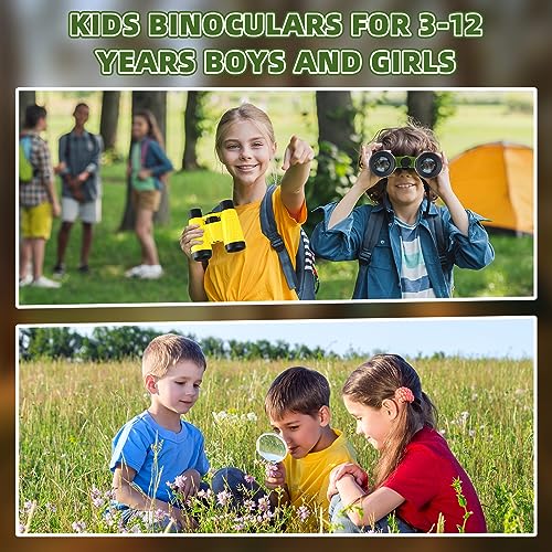 Wettarn 24 Pack Christmas Kid Mini Binocular Compass Magnifying Glass Set for 3-12 Years Boy Girl Toddler Gifts Small Compact Telescope Binocular for Bird Watching Outdoor Camping Hiking Exploring