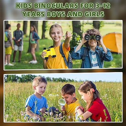 Wettarn 24 Pack Christmas Kid Mini Binocular Compass Magnifying Glass Set for 3-12 Years Boy Girl Toddler Gifts Small Compact Telescope Binocular for Bird Watching Outdoor Camping Hiking Exploring